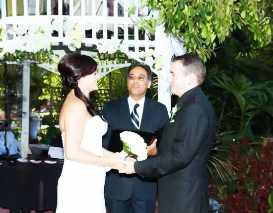 Bride and groom during a ceremony