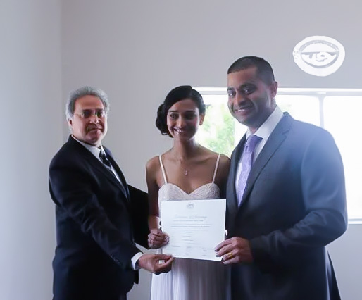 Bride and groom during a ceremony