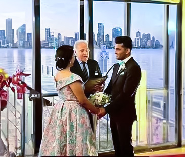 Bride and groom during a ceremony